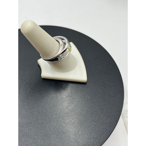 Designer Sterling Silver 925 Raised Yellow Round and Baguette CZ Ring  Size 8.25 - Picture 7 of 11